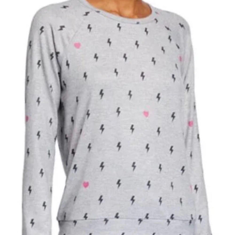 P.J. Salvage Gray Sweater with Black Lightning Bolt